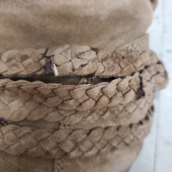 Dingo Twisted Sister Suede Leather Boots Neutral Tan Size 6.5 Block Heel - Picture 6 of 12